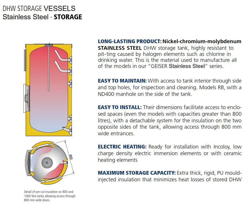 Domestic hot water storage Bessel or tank from Flexiheat UK; hot water buffer tank; hot water buffer vessel