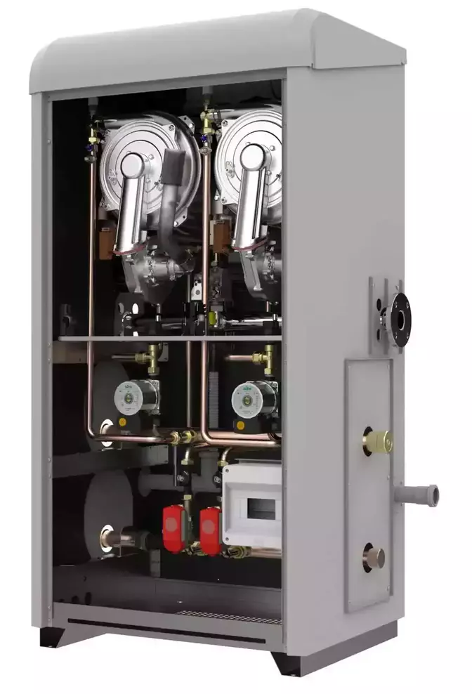 commercial water heater or condensing water heaters gas fired 50kw or 100kw output packaged for easy internal or external installation - ERP compliant Flexiheat UK