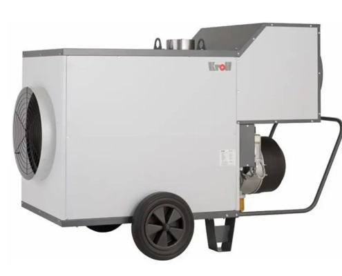 Diesel space heater warm air mobile high energy efficiency space heaters Flexiheat UK