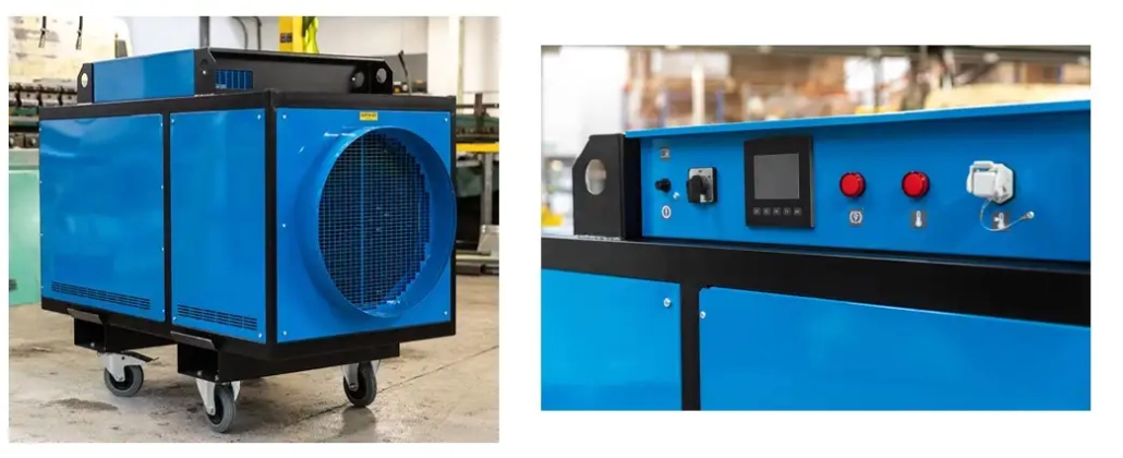 80kw electric warm air heater mobile 3 phase supply – the FHE80 from Flexiheat UK