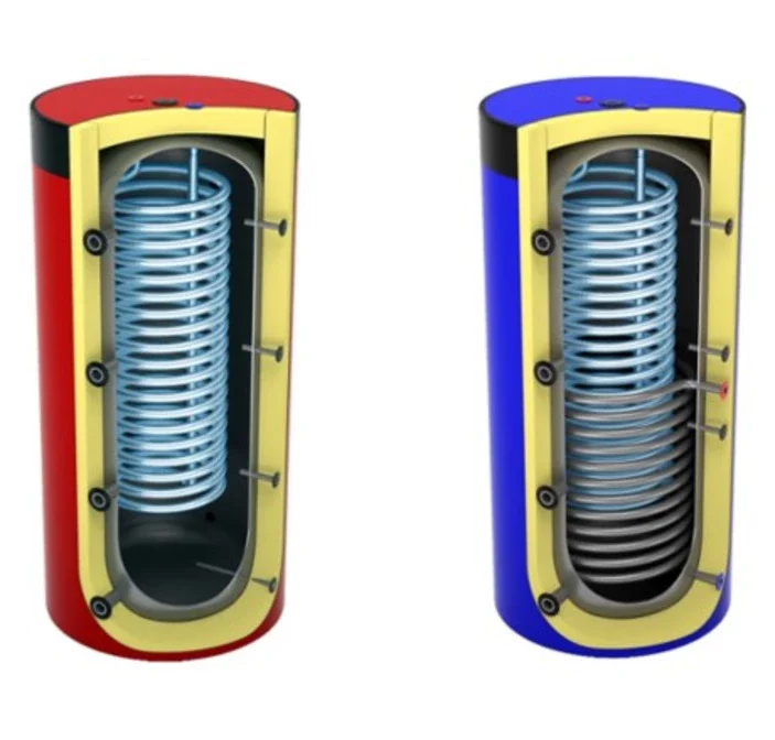 thermal store cylinders which are instantaneous domestic hot water cylinders, that use the stored energy in the hot water cylinder which is often fed by renewable heat energy such as biomass boilers or renewable electricity heating systems such as immersion heaters to heat up the water heaters. The domestic hot water system then draws the heat from the cylinder heating it up as required on demand.