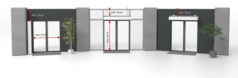 Elis AX air curtains horizontal or vertical mounting options
