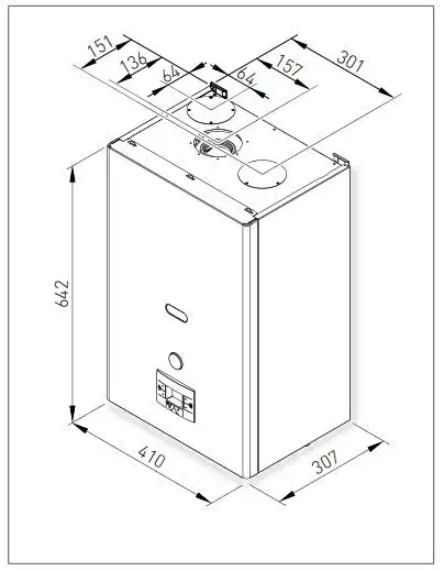 R2C24 24kw combi dimensions - natural gas or Lpg fuel options