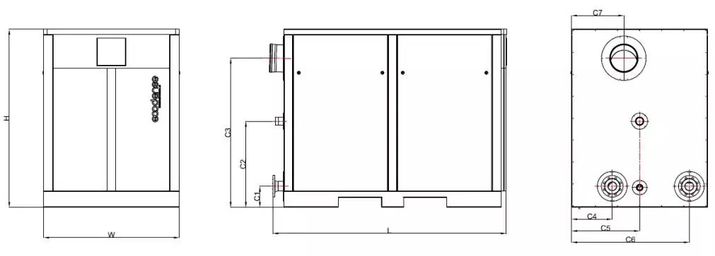 Industrial natural gas boiler or lpg gas fired dimension data from Flexiheat UK