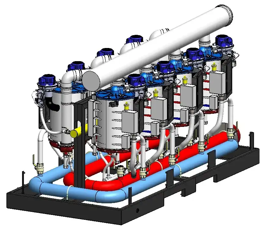 Internal picture showing the heat exchanger modules in our gas industrial boilers Flexiheat UK