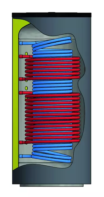Twin coil thermal store internals picture Flexiheat UK