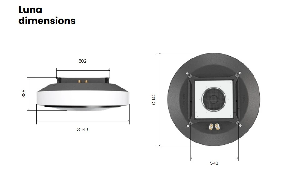 Flexiheat Luna cooling and heating unit for high ceilings dimensions