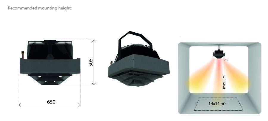 Four way air distribution head option for our industrial unit heaters Flexiheat UK