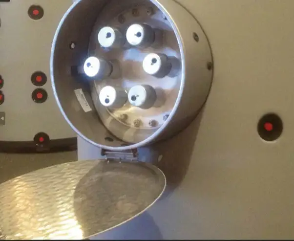 Immersion heaters installed in the inspection plate on our industrial electric hot water heaters