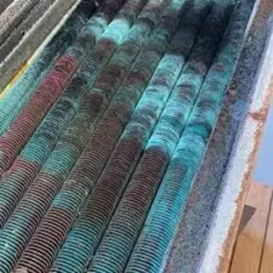 heat exchanger damaged by ammonia or chlorine atmosphere conditions that are prevalent in poultry, pig farms and swimming pools