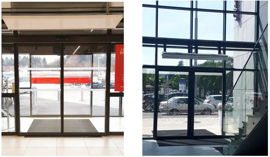 Commercial air curtains an energy efficient HVAC system to ensure indoor air quality for retails stores warehouses, restaurant or retail space and prevent contamination and ensure a climate controlled indoor air quality from Flexiheat UK