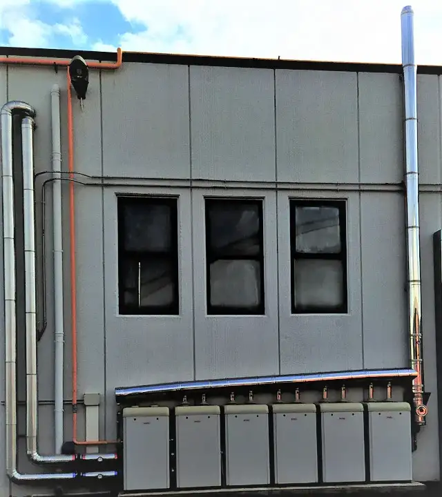 External gas boilers in cascade 500kW with common flue system from Flexiheat UK