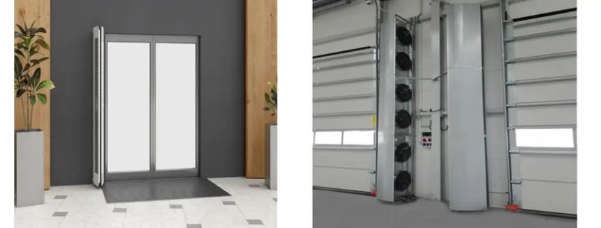 vertical air curtains; vertical door air curtains; industrial vertical air curtains