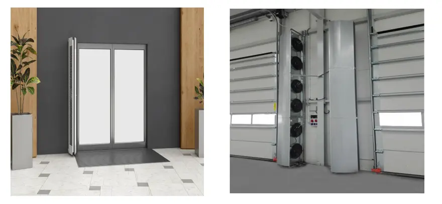 vertical air curtains; vertical door air curtains; industrial vertical air curtains