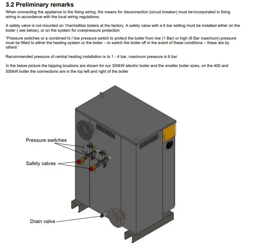 accessories required for our electric industrial boilers, including a shunt pump, flow switch, pressure switch, drain valve and safety valves from Flexiheat UK