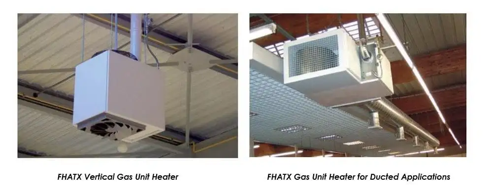 Industrial suspended gas heaters in natural or LPG gas from Flexiheat UK