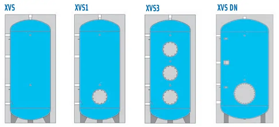 Stainless steel range of domestic hot water storage tanks 200 to 5000 Litres XVS range from Flexiheat UK