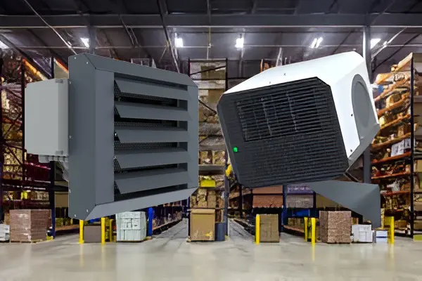 wall or ceiling mounted electric industrial fan heaters from flexiheat uk