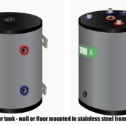 50 litre buffer tank wall or floor mounted in stainless steel from Flexiheat UK